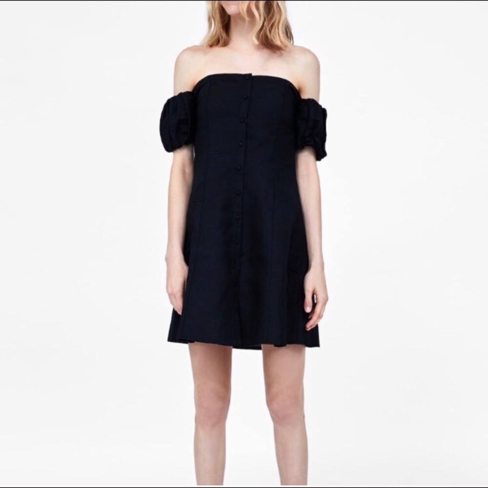 Zara Black Off the Shoulder Mini Dress